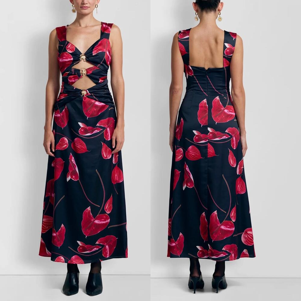 NWT Anthropologie Wolf Gang Merci Sleeveless Noir Anthurium Cutout Maxi Dress XL - Picture 2 of 15